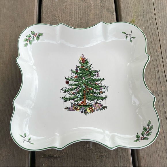 Spode Christmas Tree Pattern Devonia Tray Dish Made in China Christmas Decor - Picture 4 of 11